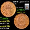 Image 1 : 1864 Lg Motto Two Cent Piece 2c Graded ms64+ rb By SEGS