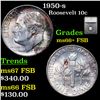 Image 1 : 1950-s Roosevelt Dime 10c Graded ms66+ FSB By SEGS