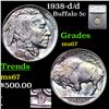 Image 1 : 1938-d/d Buffalo Nickel 5c Graded ms67 By SEGS