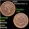 1845 Braided Hair Large Cent 1c Grades vf++