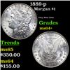 1889-p Morgan Dollar $1 Grades Choice+ Unc