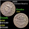 Image 1 : 1825 Coronet Head Large Cent 1c Grades vf+
