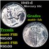 1945-d Mercury Dime 10c Grades GEM+ FSB