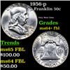 Image 1 : 1956-p Franklin Half Dollar 50c Grades Choice Unc+ FBL
