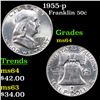 Image 1 : 1955-p Franklin Half Dollar 50c Grades Choice Unc