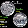 Image 1 : 1937-p Buffalo Nickel 5c Grades GEM+ Unc