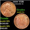 Image 1 : 1909 VDB Lincoln Cent 1c Grades GEM+ Unc BN