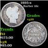 Image 1 : 1895-s Barber Dime 10c Grades vg+
