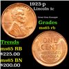 Image 1 : 1923-p Lincoln Cent 1c Grades GEM Unc RB