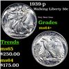 Image 1 : 1939-p Walking Liberty Half Dollar 50c Grades Choice+ Unc