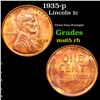 Image 1 : 1935-p Lincoln Cent 1c Grades GEM Unc RB
