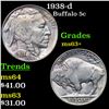Image 1 : 1938-d Buffalo Nickel 5c Grades Select+ Unc