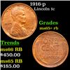 Image 1 : 1916-p Lincoln Cent 1c Grades Gem+ Unc RB