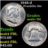 Image 1 : 1948-d Franklin Half Dollar 50c Grades Select Unc+ FBL