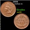 Image 1 : 1908 Indian Cent 1c Grades Choice AU/BU Slider+