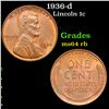 Image 1 : 1936-d Lincoln Cent 1c Grades Choice Unc RB