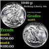 Image 1 : 1946-p Walking Liberty Half Dollar 50c Grades GEM Unc