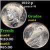 Image 1 : 1922-p Peace Dollar $1 Grades Choice Unc