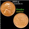 Image 1 : 1933-p Lincoln Cent 1c Grades Select Unc BN