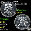 Image 1 : Proof 1961 Franklin Half Dollar 50c Grades GEM+ Proof
