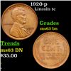 Image 1 : 1920-p Lincoln Cent 1c Grades Select Unc BN