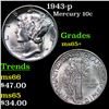 Image 1 : 1943-p Mercury Dime 10c Grades GEM+ Unc