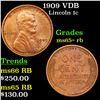 Image 1 : 1909 VDB Lincoln Cent 1c Grades Gem+ Unc RB