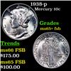 Image 1 : 1938-p Mercury Dime 10c Grades GEM+ FSB