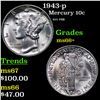 Image 1 : 1943-p Mercury Dime 10c Grades GEM++ Unc