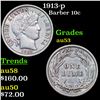 Image 1 : 1913-p Barber Dime 10c Grades Select AU