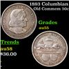Image 1 : 1893 Columbian Old Commem Half Dollar 50c Grades Choice AU