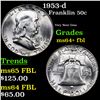 Image 1 : 1953-d Franklin Half Dollar 50c Grades Choice Unc+ FBL
