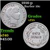 Image 1 : 1916-p Barber Dime 10c Grades vf++
