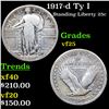 Image 1 : 1917-d Ty I Standing Liberty Quarter 25c Grades vf+