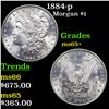 Image 1 : 1884-p Morgan Dollar $1 Grades GEM+ Unc