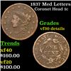 Image 1 : 1837 Med Letters Coronet Head Large Cent 1c Grades VF Details