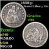 Image 1 : 1858-p Seated Liberty Quarter 25c Grades vf+