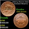 Image 1 : 1828 Lg Narrow Date Coronet Head Large Cent 1c Grades VF Details