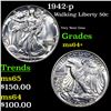 Image 1 : 1942-p Walking Liberty Half Dollar 50c Grades Choice+ Unc