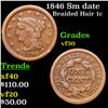 1846 Sm date Braided Hair Large Cent 1c Grades vf++