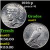 Image 1 : 1926-p Peace Dollar $1 Grades Select Unc