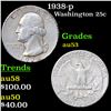 Image 1 : 1938-p Washington Quarter 25c Grades Select AU