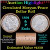 ***Auction Highlight*** Mixed Morgan/Peace Circ silver dollar roll, 20 coin 1891 & 'P' Ends (fc)