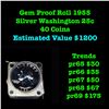 ***Auction Highlight*** Full Roll of Proof 1955 Silver Washington 25c, 40 coins total. (fc)