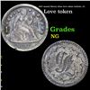 1857 seated liberty dime love token initials, J.L Grades NG