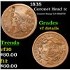 1838 Coronet Head Large Cent 1c Grades vf details