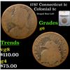 Image 1 : 1787 Connecticut 1c Colonial Cent 1c Graded g6 By SEGS