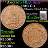 Image 1 : ***Auction Highlight*** 1810 Classic Head half cent C-1 1/2c Graded ms63 bn details By SEGS (fc)