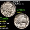 Image 1 : 1920-p Buffalo Nickel 5c Grades Select Unc