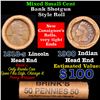 Image 1 : Mixed small cents 1c orig shotgun roll, 1918-s Wheat Cent, 1900 Indian Cent other end, brinks Wrappe